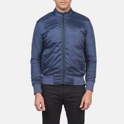
Close-Up Detail of Band & Zipper with wind flap Hardware on Ramon Blue Bomber Jacket
