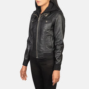 Roslyn Hooded Bomberjakke i Skinn for Kvinner – alternate product view 2