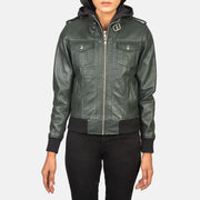 Roslyn Hooded Bomberjakke i Skinn for Kvinner – alternate product view 4