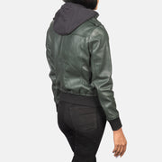Roslyn Hooded Bomberjakke i Skinn for Kvinner – alternate product view 5