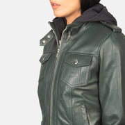 Roslyn Hooded Bomberjakke i Skinn for Kvinner – alternate product view 6