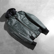 Roslyn Hooded Bomberjakke i Skinn for Kvinner – alternate product view 7