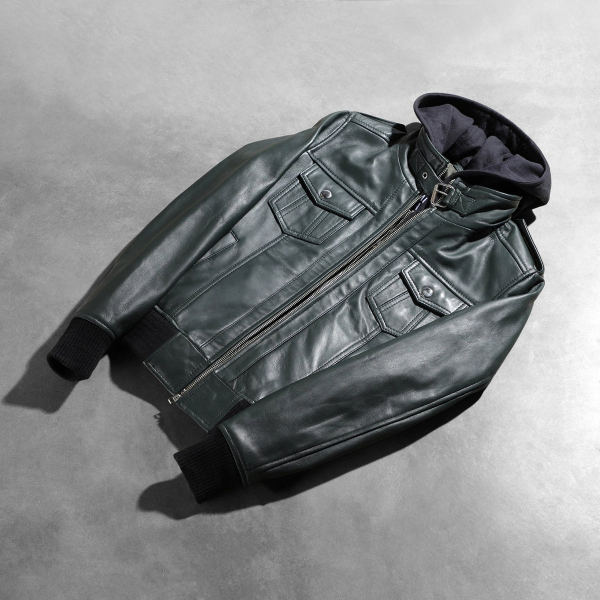 Roslyn Hooded Bomberjakke i Skinn for Kvinner – alternate product view 8
