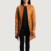 Women's Sandy Lys brun Dye Skinnkåpe for Kvinner - Lateral Side Profile View Showing Sleeve Cut &amp; Athletic Taper Fit