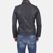 Sergeant Svart Skinnjakke for Herre - Lateral Side Profile View Showing Sleeve Cut &amp; Athletic Taper Fit