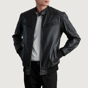 
Sven Mocha Suede Bomber Jacket - Lateral Side Profile View Showing Sleeve Cut & Athletic Taper Fit