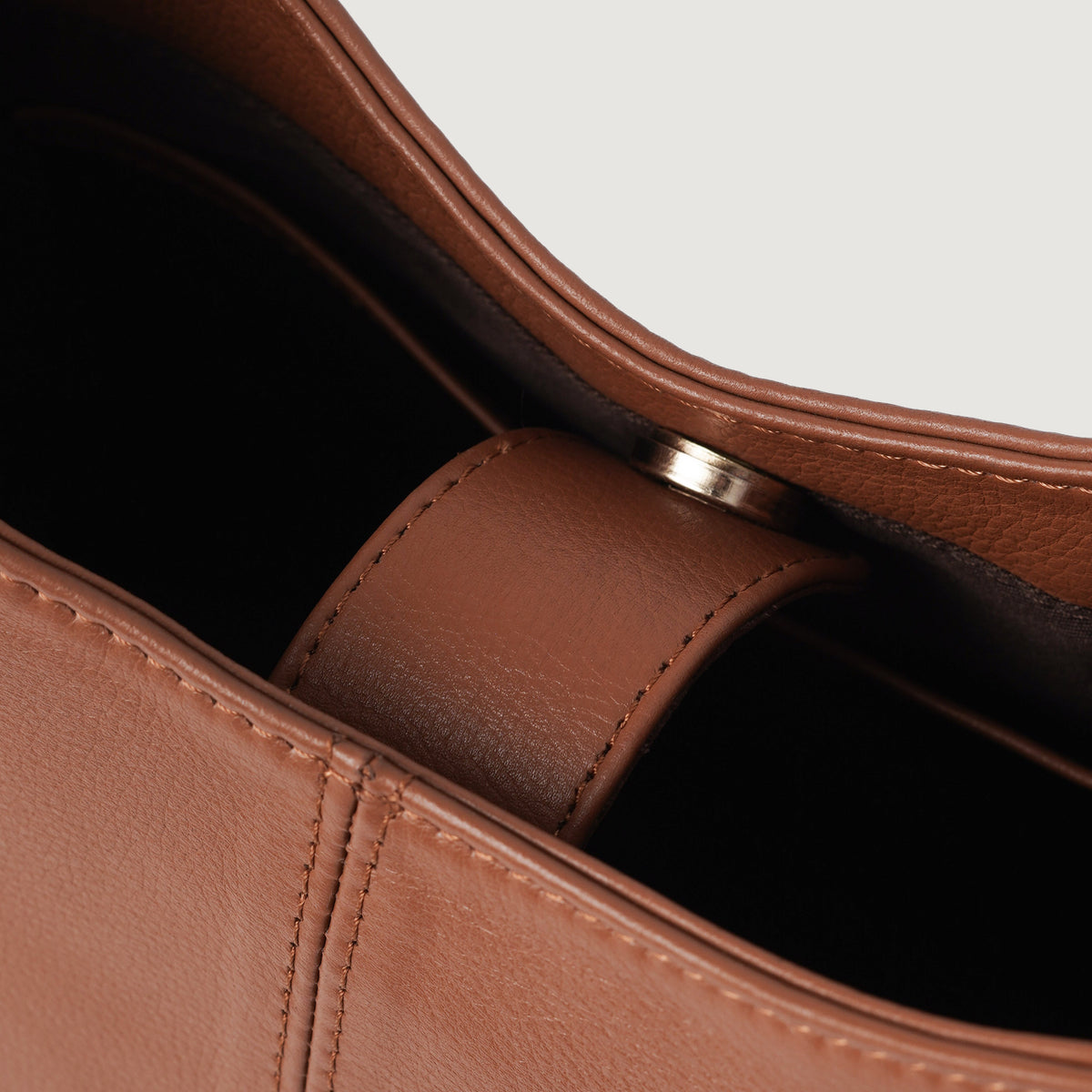 
Styled Fit Perspective of The Stefani Brown Leather Hobo Bag For Women on Model - Natural Daylight Drape