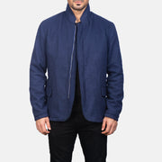 Men's Thomas Blue Wool Skinnjakke for Herre in Navy Blue Synthetic Wool - Front Profile View &amp; Tailored Silhouette | Buy Online