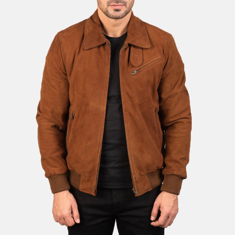 Tomchi Lys brun Suede Skinnjakke for Herre