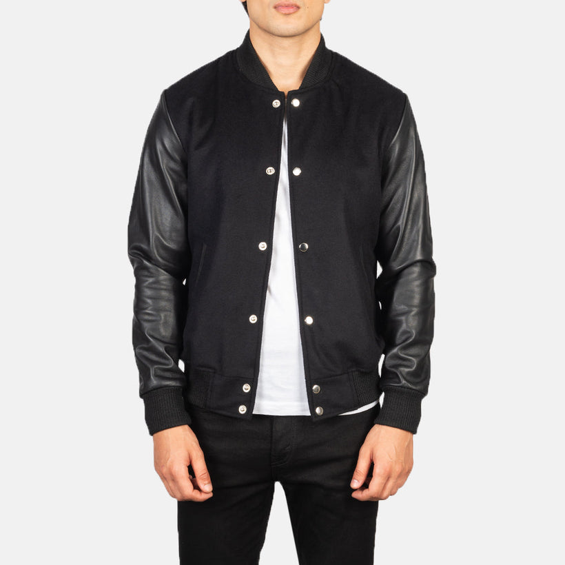 Vaxton Svart Hybrid Varsity Skinnjakke for Herre