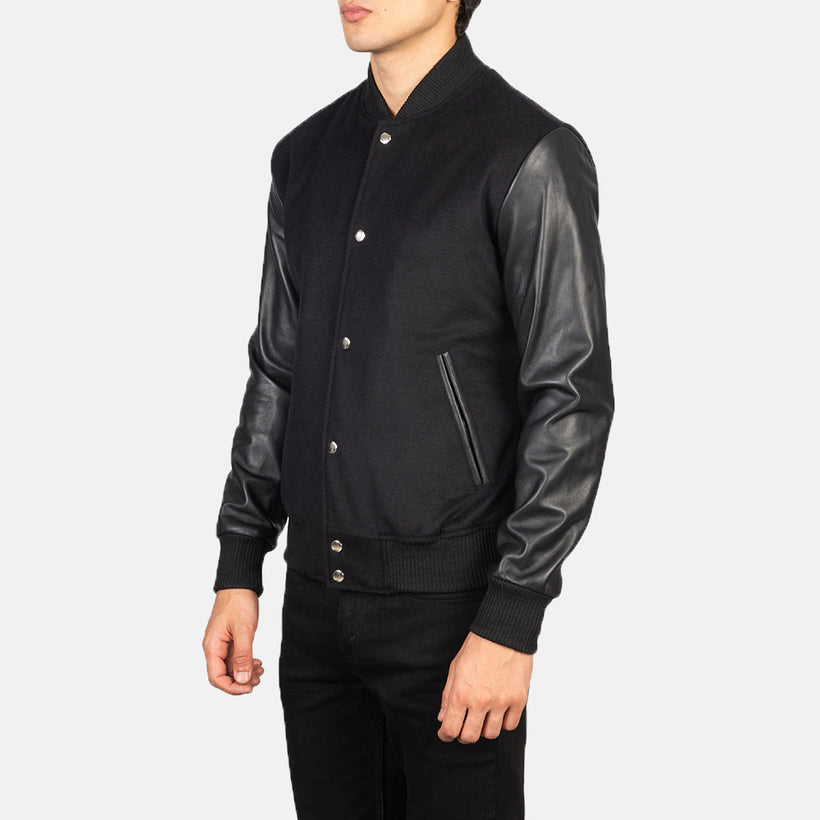 Vaxton Svart Hybrid Varsity Skinnjakke for Herre