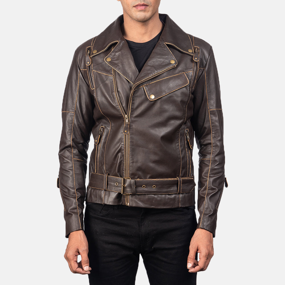 Vincent Svart Bikerjakke i Skinn for Herre – alternate product view 3