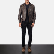 Vincent Svart Bikerjakke i Skinn for Herre – alternate product view 4