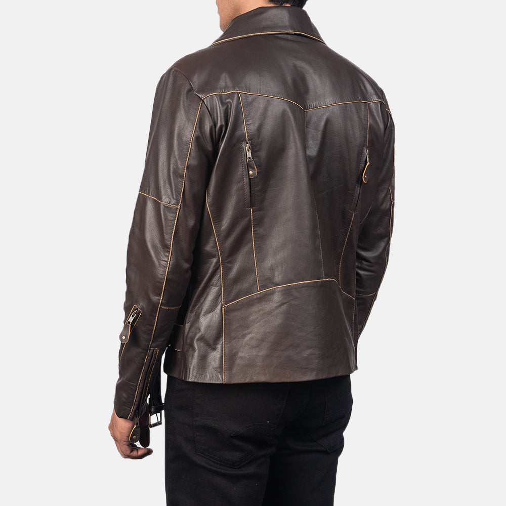 Vincent Svart Bikerjakke i Skinn for Herre – alternate product view 5