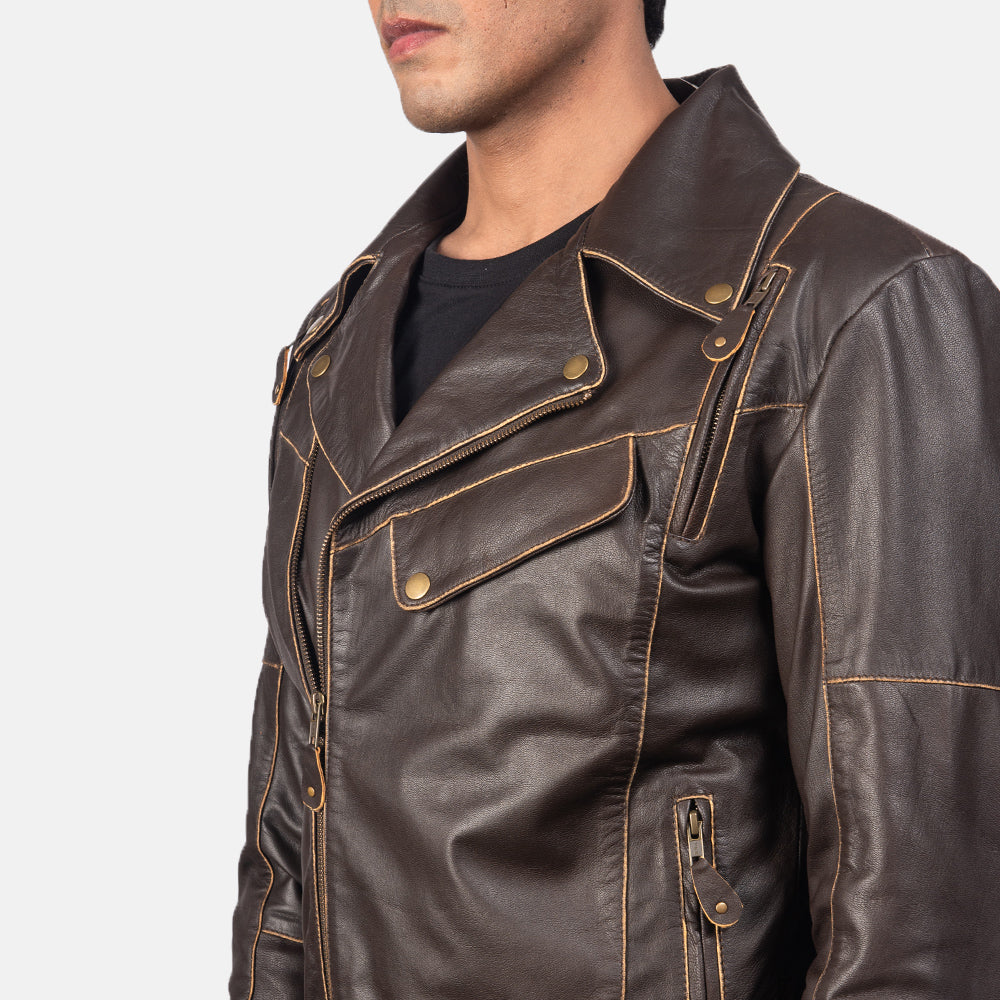 Vincent Svart Bikerjakke i Skinn for Herre – alternate product view 6