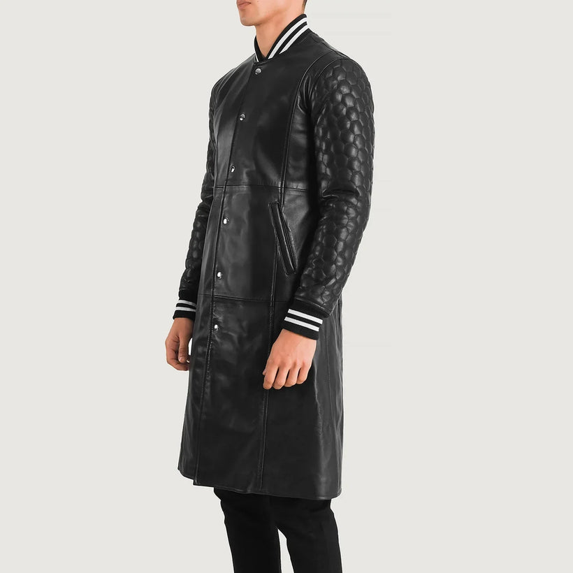 Wilde Svart Leather Varsity Skinnkåpe for Herre