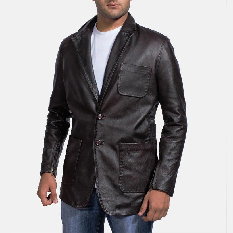 Wine Svart Skinnblazer for Herre