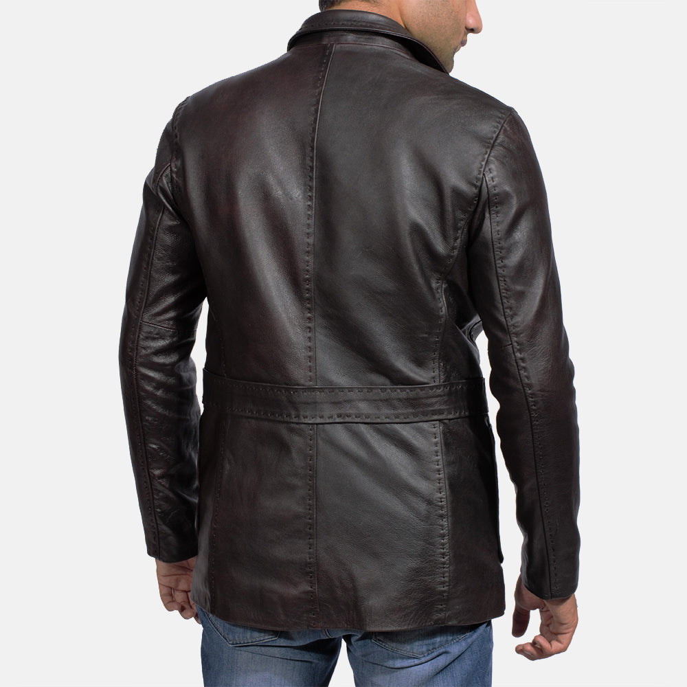 Men's Wine Svart Skinnblazer for Herre - Lateral Side Profile View Showing Sleeve Cut &amp; Athletic Taper Fit