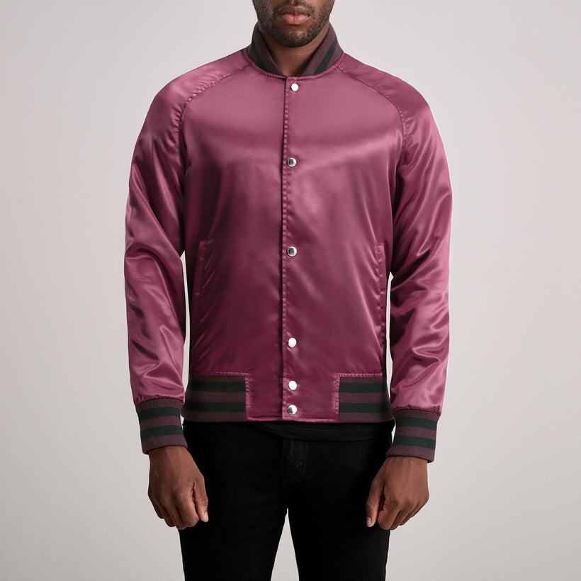 Xander Maroon Varsity Skinnjakke for Herre
