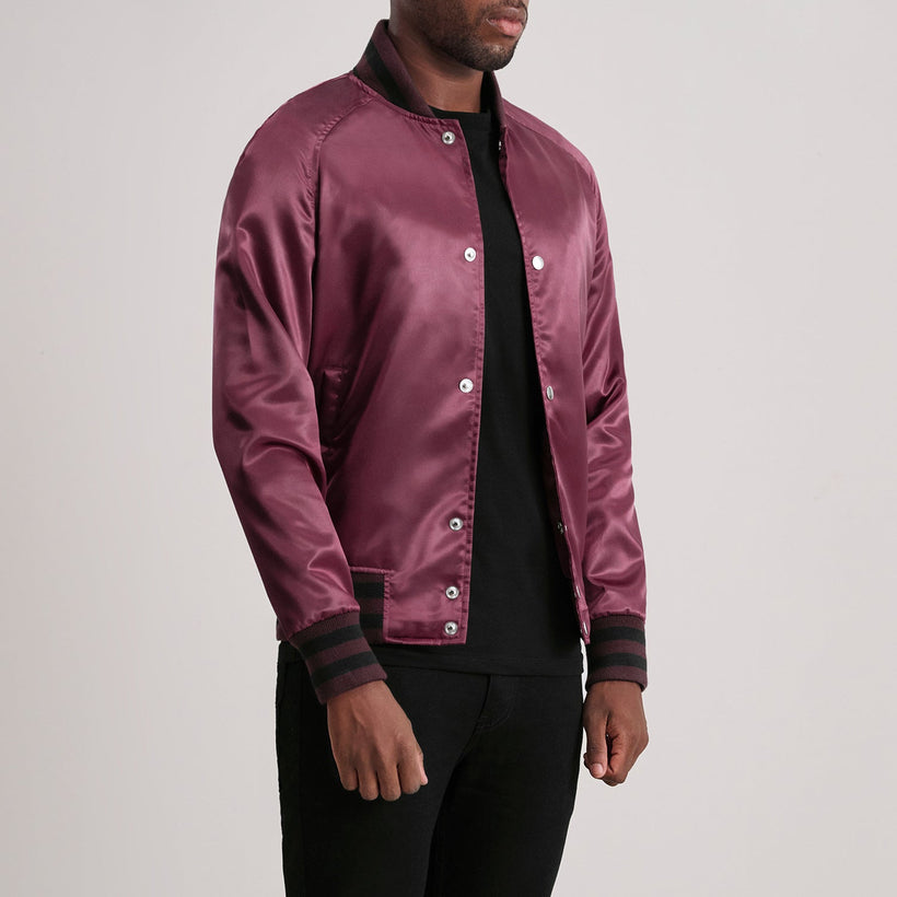 Xander Maroon Varsity Skinnjakke for Herre