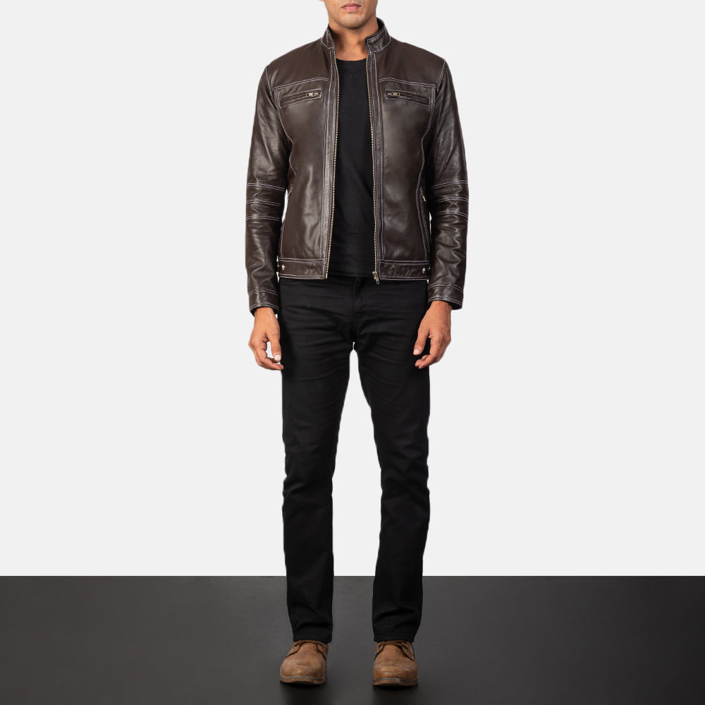 Youngster Bikerjakke i Skinn for Herre – alternate product view 3