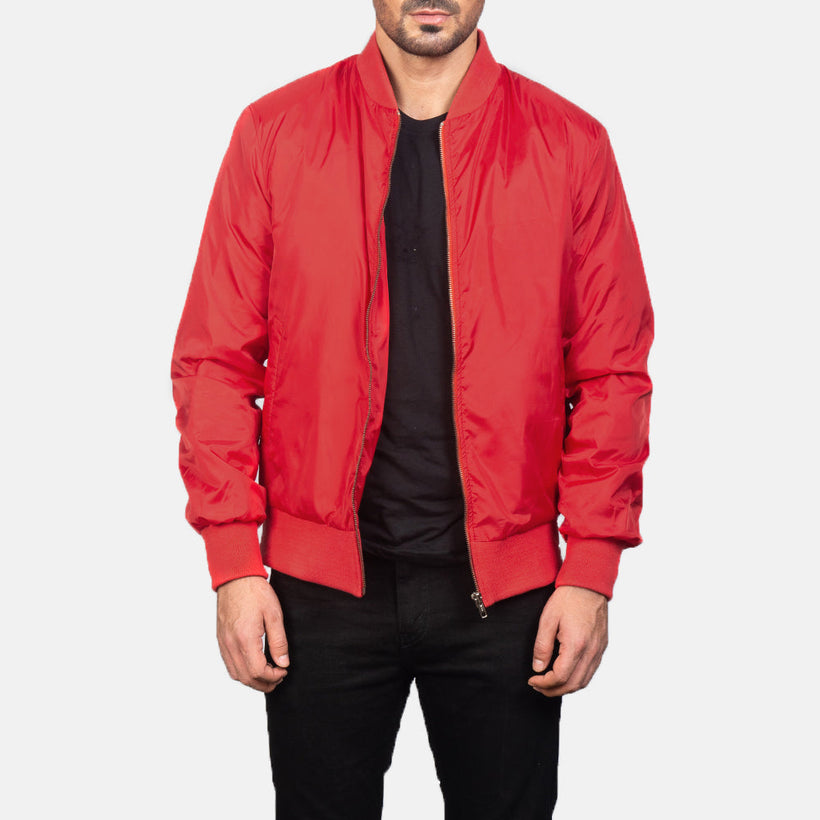 Zack Red Bomberjakke i Skinn for Herre