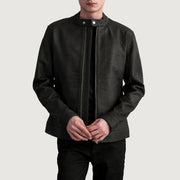 Zen Tumbled Brun Bikerjakke i Skinn for Herre in Tumbled Brown Sheepskin Leather - Front Profile View &amp; Tailored Silhouette | Buy Online